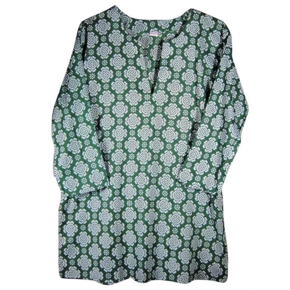 Tory Burch Style Print Cotton Tunic, Matcha - NWT